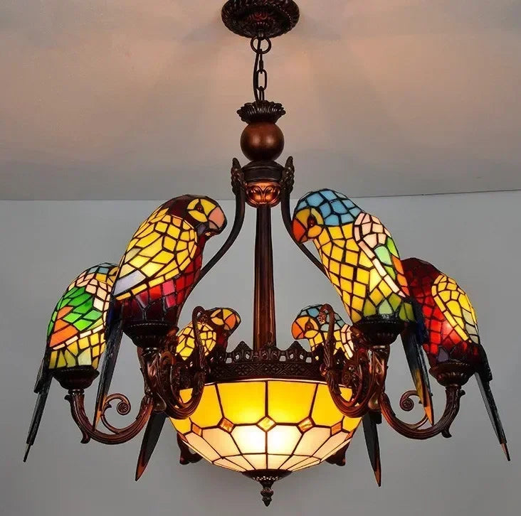 Afralia™ Glass Parrot Pendant Chandelier - Luxury Home Lighting Fixture