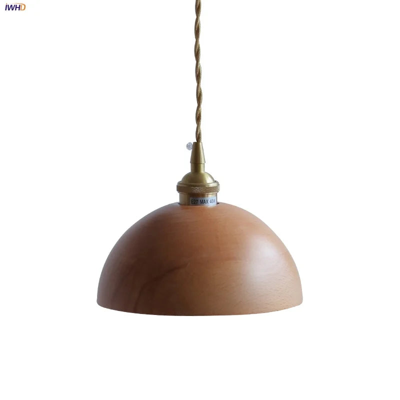 Afralia™ Ash Wood LED Pendant Lamp Adjustable Hanging Lights Luminaire