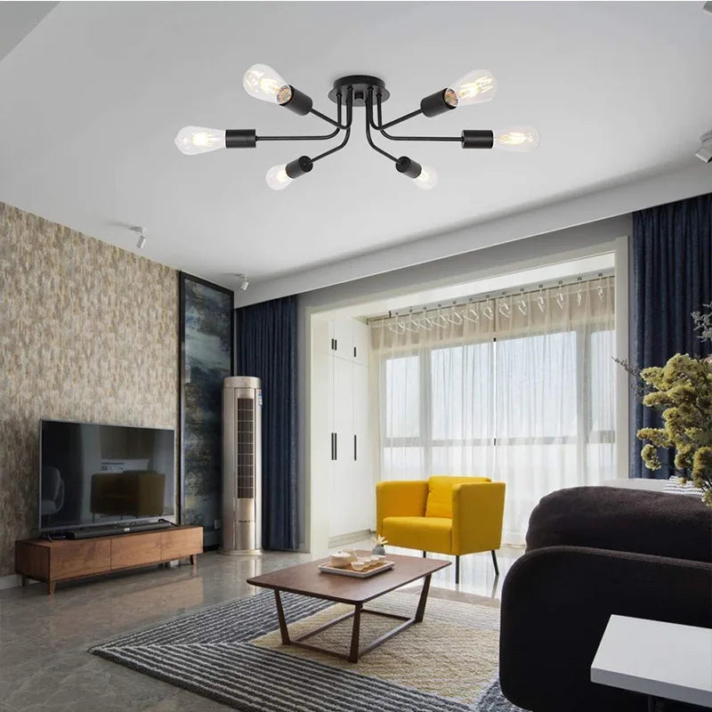 Afralia™ Sputnik Chandelier Semi-embedded Ceiling Lamp Modern Nordic Home Lighting Fixtures