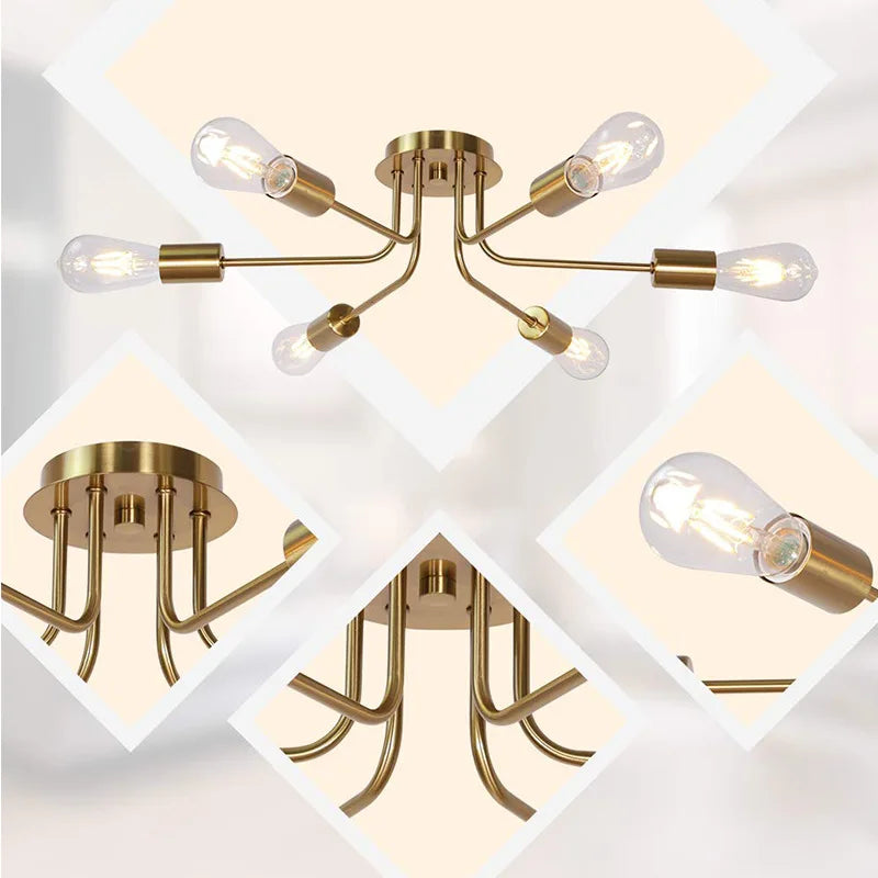 Afralia™ Sputnik Chandelier Semi-embedded Ceiling Lamp Modern Nordic Home Lighting Fixtures