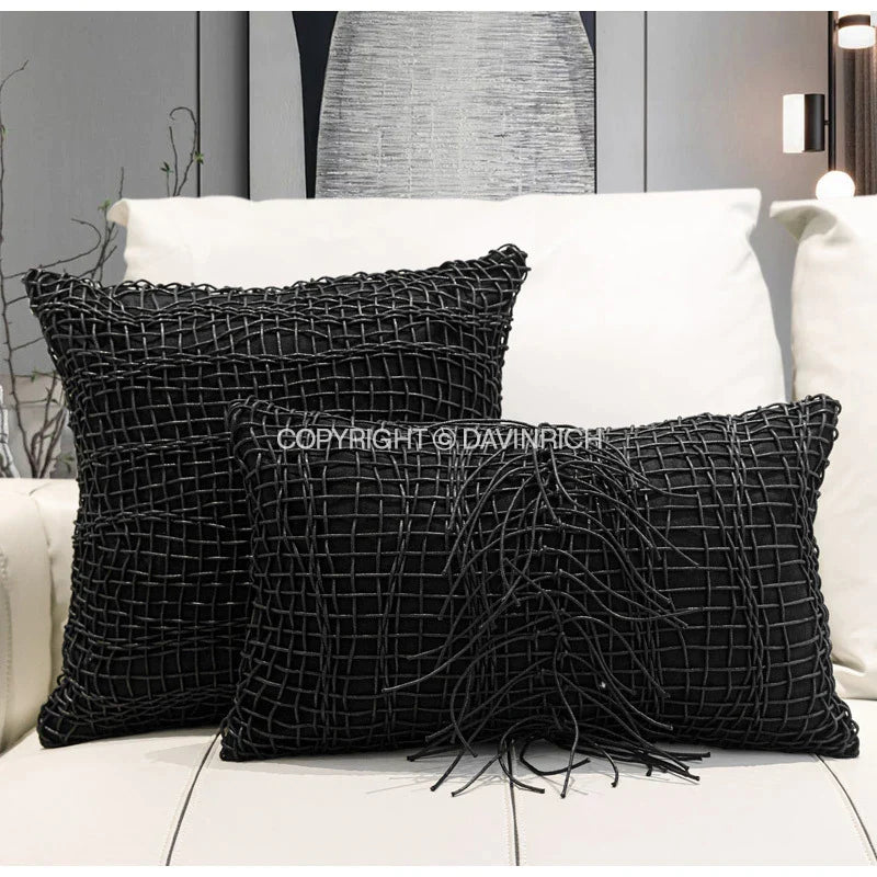 Afralia™ Modern Grid Strings Decorative Cushion Cover - Luxury Throw Pillow Case