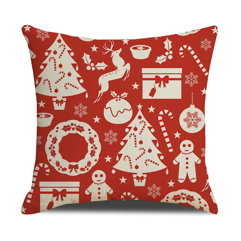 Afralia™ Christmas Cartoon Animal Linen Pillowcase: Deer, Bear, & More for Festive Home Decor