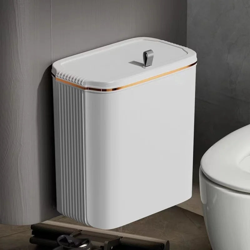 Afralia™ Kitchen Trash Can Wall Mounted Hanging Bin with Lid