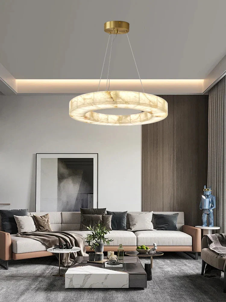 Afralia™ Modern Marble Chandelier - Luxury LED Hanging Lamps for Living Room