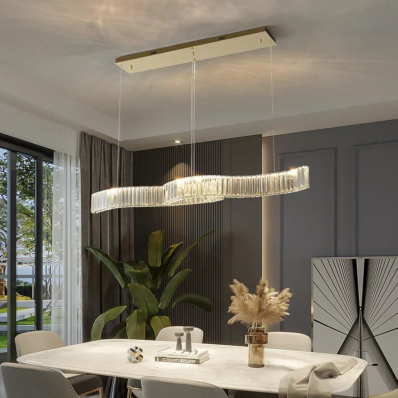 Afralia™ Modern Crystal LED Chandelier for Dining Room Luxury Kitchen Island Light