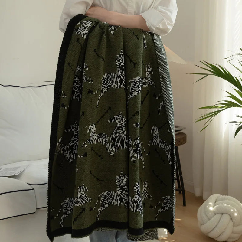 Afralia™ Zebra Knitted Blanket | Retro Spring/Autumn Sofa Decor | Skin-Friendly Nap Shawl