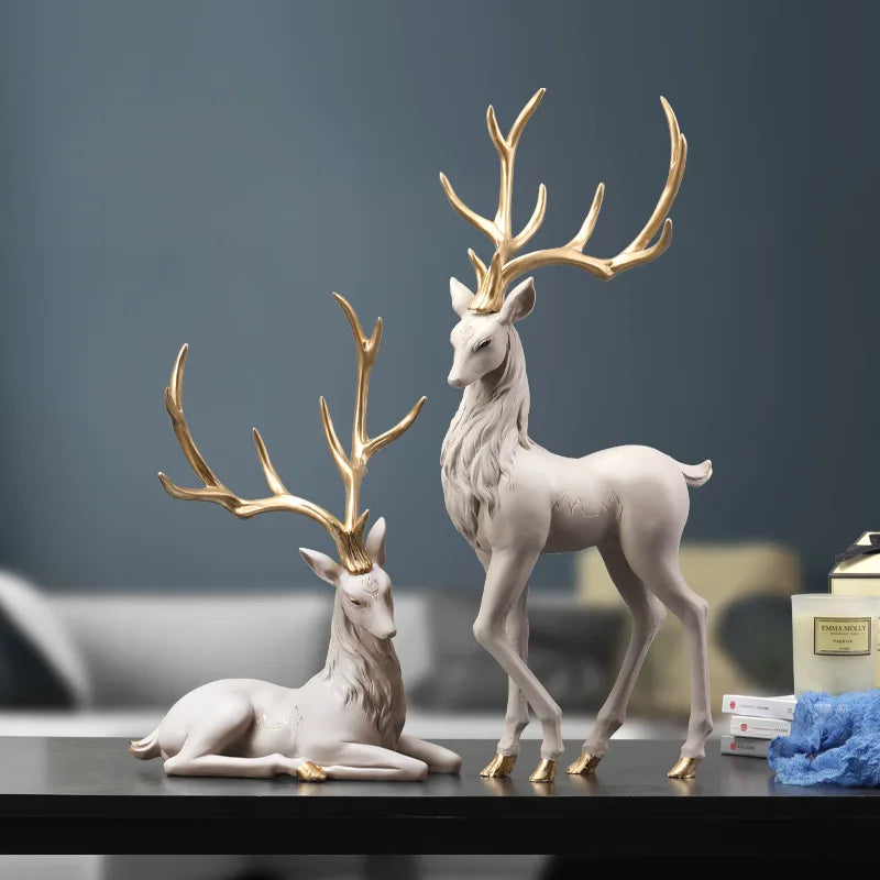 Afralia™ Deer Sculpture: High-End Resin Elk Figurine for Luxury Home Decor