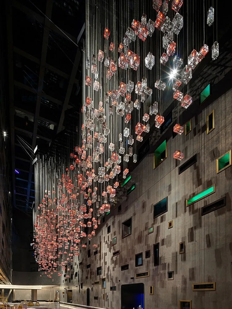 Afralia™ Crystal Cube Pendant Light: Modern Designer Chandelier for Home & Hotel Settings