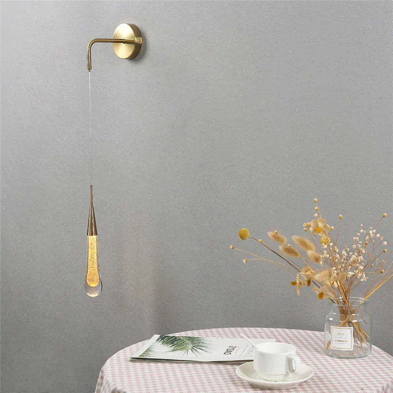 Afralia™ LED Crystal Droplet Wall Lamp for Modern Living Room Decor