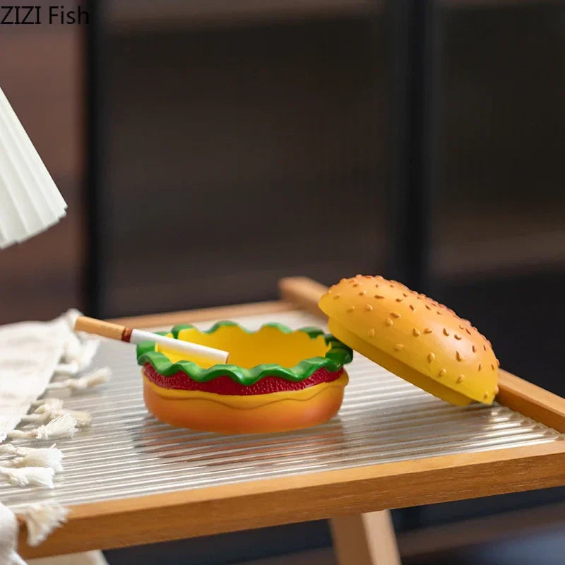 Afralia™ Cartoon Burger Ashtray: Fun Resin Smoking Accessory for Office Table & Gifts
