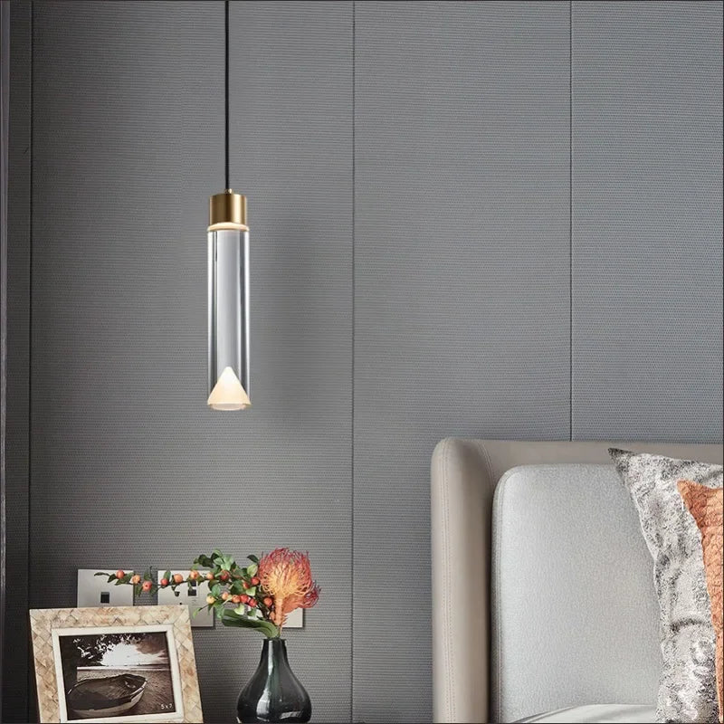 Afralia™ Clear Crystal Copper Pendant Light for Dining, Kitchen, Bedroom - Adjustable G4 Bulb