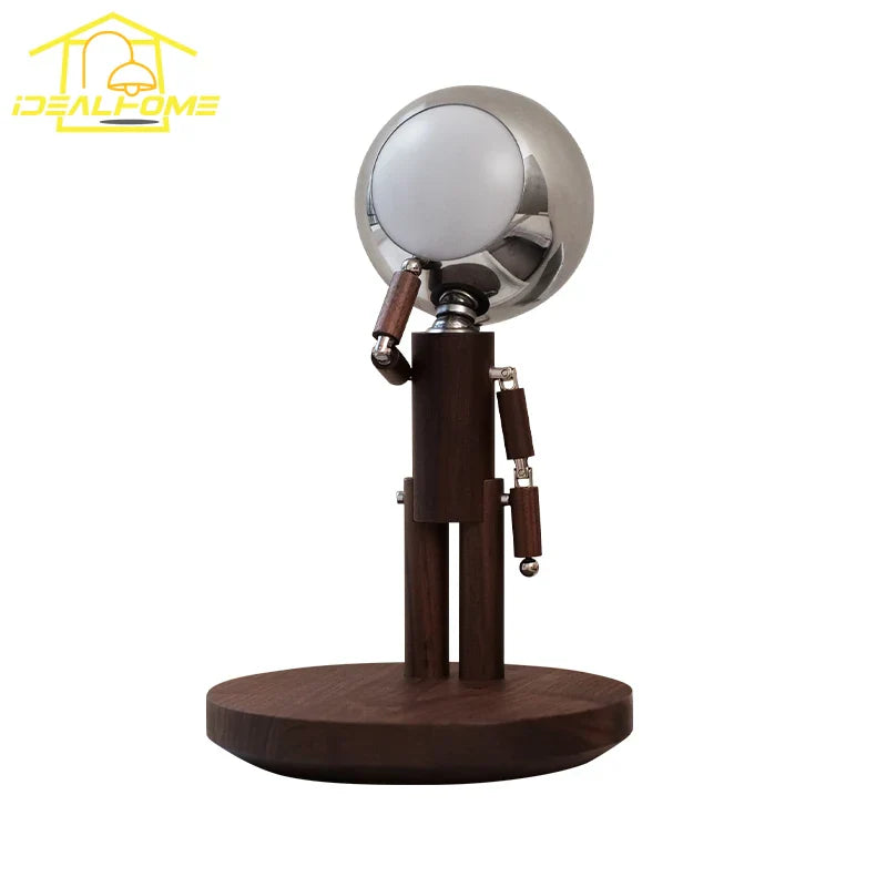 Afralia™ Moon Penalty USB Desk Lamp - Wood Base, Stepless Dimming, Rechargeable