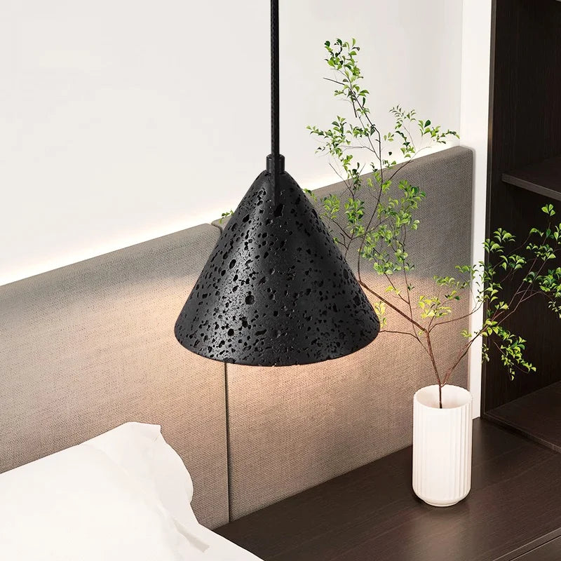 Afralia™ Black Travertine LED Pendant Light - American Vintage Interior Lighting for Living Room