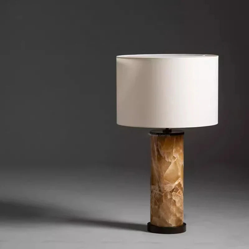 Afralia™ Yellow Jade Stone Table Lamp - Luxury Art Decor for Home, Office, Hotel