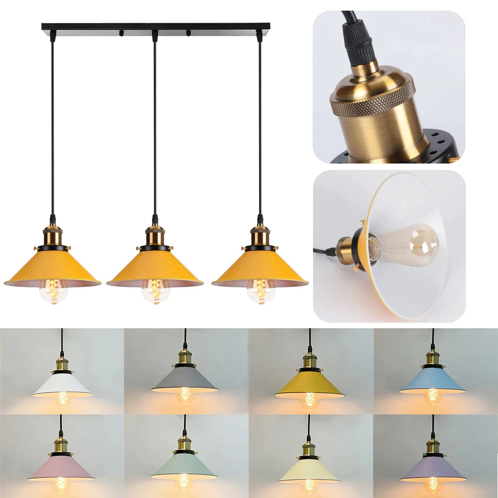 Afralia™ Industrial Nordic Pendant Lights with Multicolor Lampshade for Kitchen Dining Room