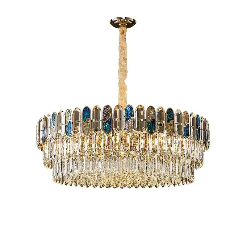 Afralia™ Dimmable LED Sea Shell Crystal Chandelier Luminaire for Living Room