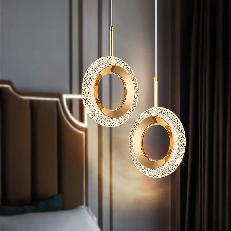 Afralia™ Nordic Crystal LED Pendant Lamp: Modern Chandelier for Bedroom and Living Room