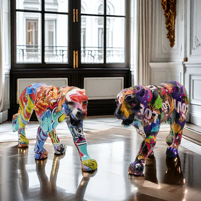 Afralia™ Modern Resin Leopard Figurine for Chic Home Decor & Office Accents