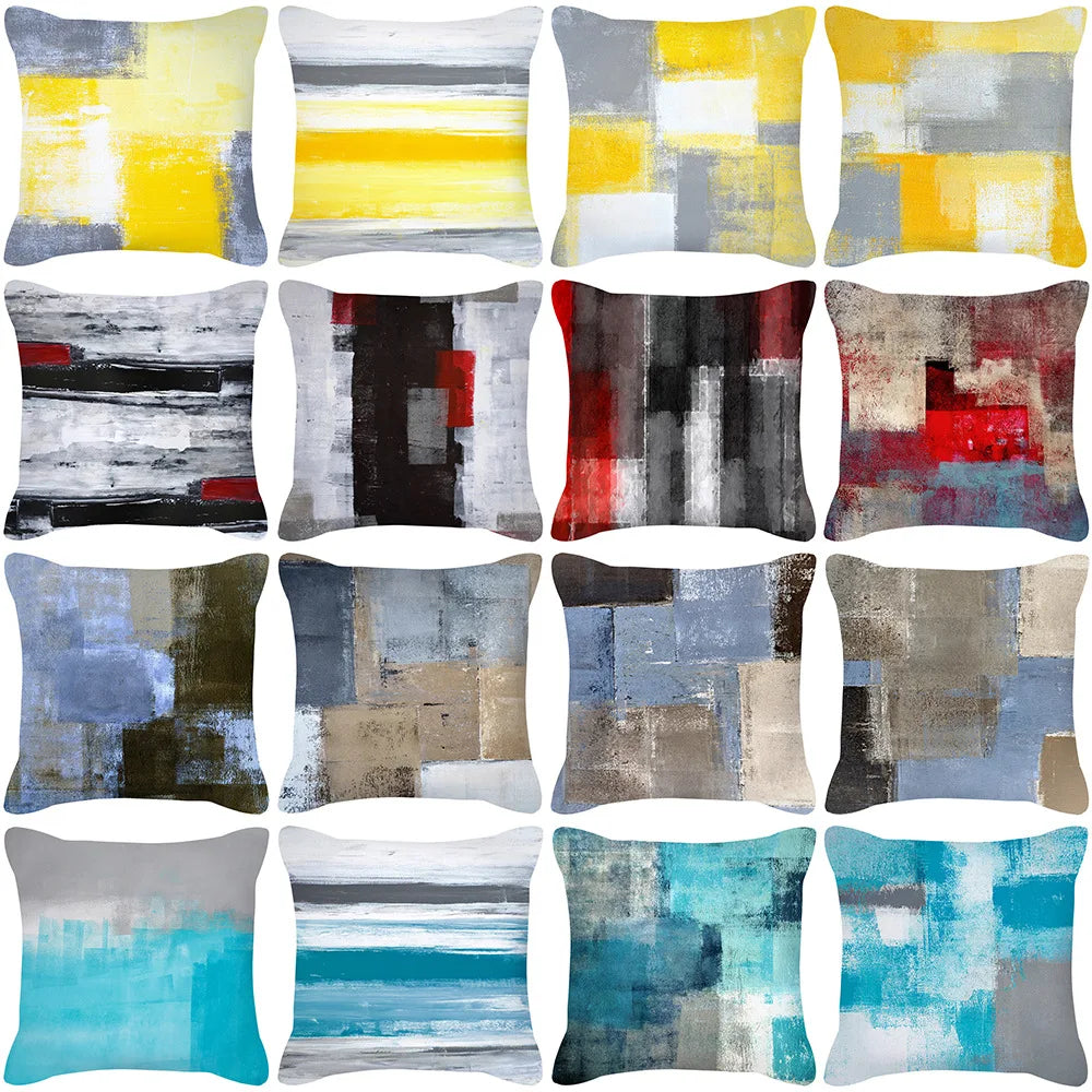 Afralia™ Teal Abstract Office Cushion Cover: Modern Home Decoration Sofa Art Pillows
