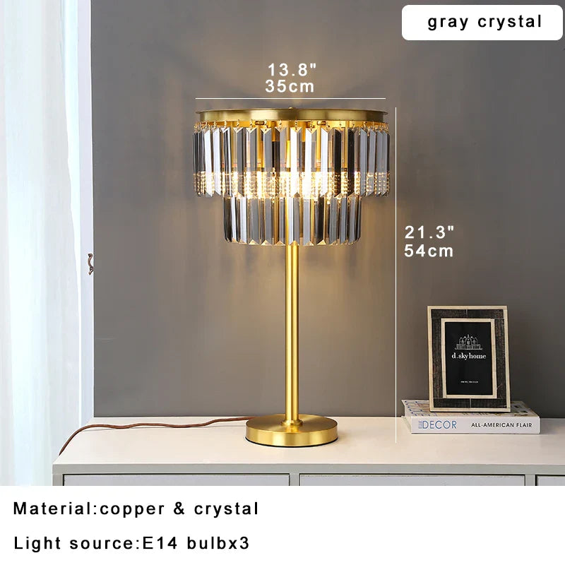 Afralia™ Copper Crystal Table Lamp: Elegant Dimmable Nightstand Light for Bedroom Décor