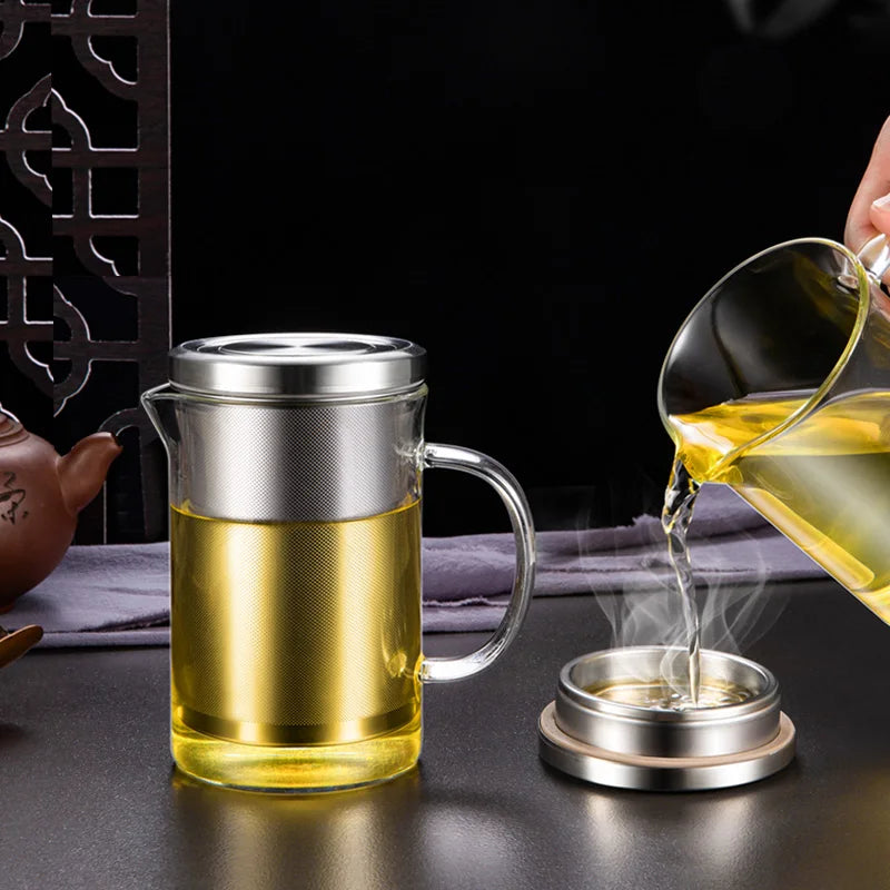 Afralia™ Glass Tea Cup Infuser Set for Kung Fu Tea, Coffee, Liquor & More