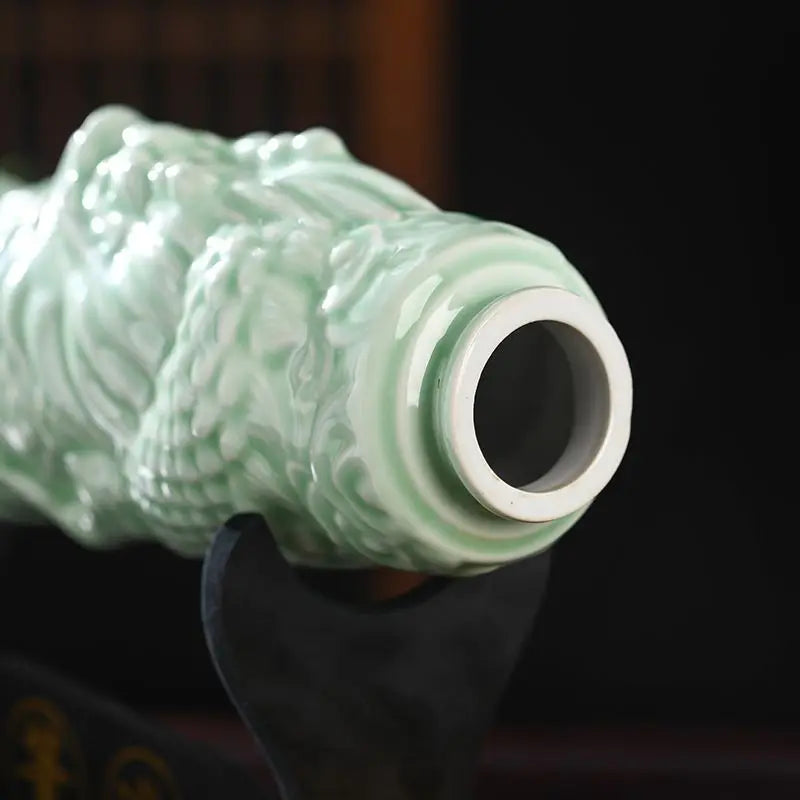 Afralia™ Dragon Patterned Ceramic Wine Bottles, Racks & Ornaments
