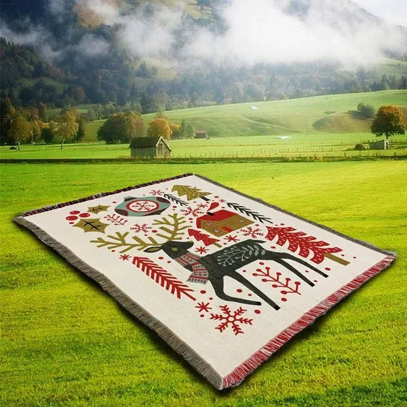 Afralia™ Nordic Christmas Jacquard Tapestry Blanket