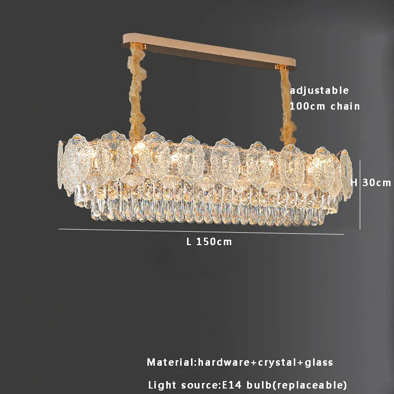 Afralia™ Gold Glass Dining Table Lamp | Modern Round Crystal Hanging Pendant Lights