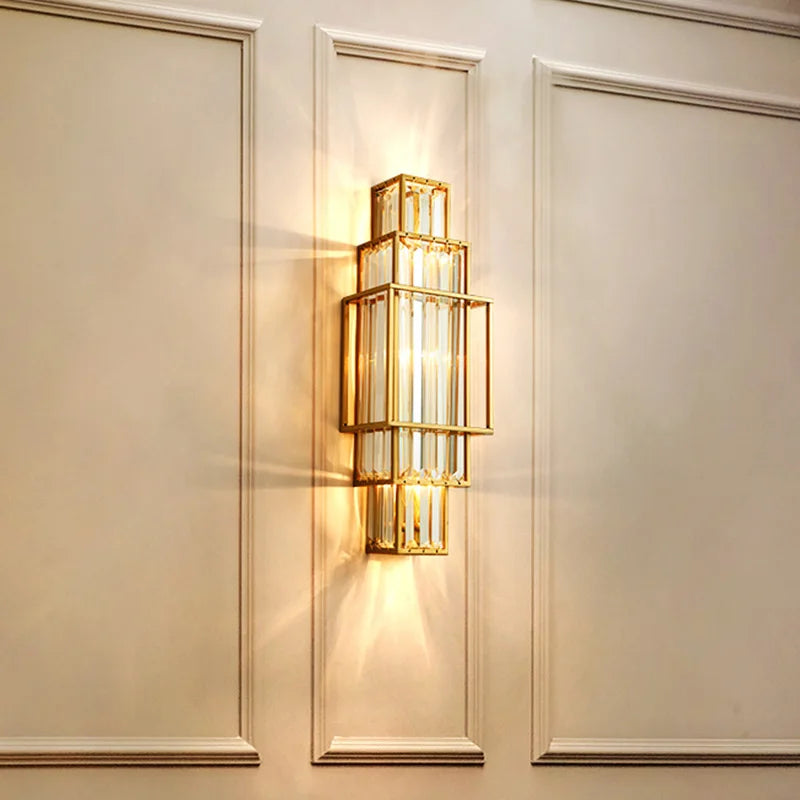 Afralia™ Modern Glass Crystal Wall Lamp Geometric Indoor LED Lighting