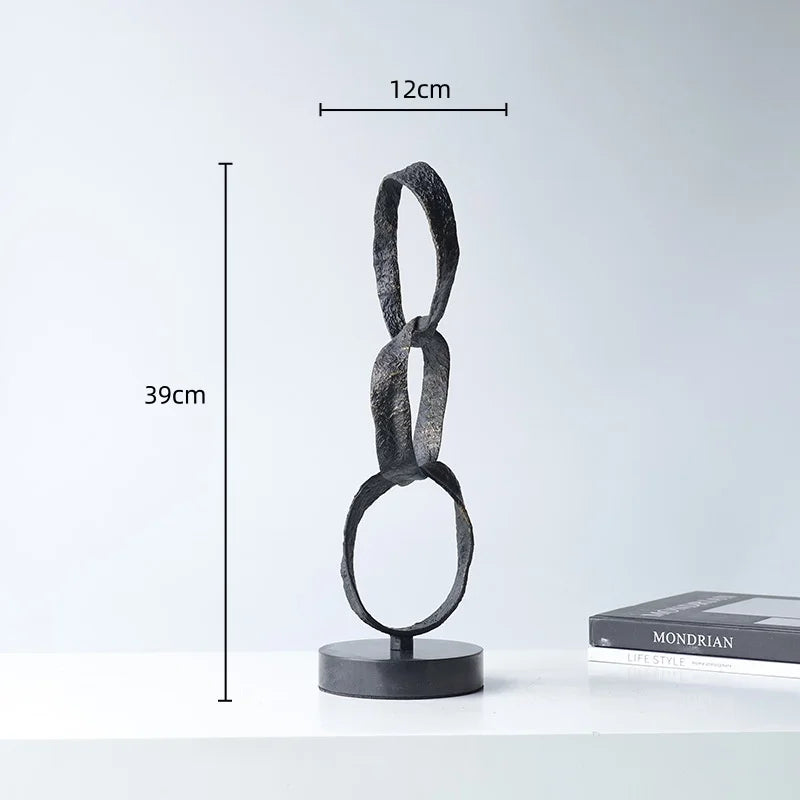 Afralia™ Metal Geometric Circle Ornament Silver Hoop Irregular Sculpture Home Decor