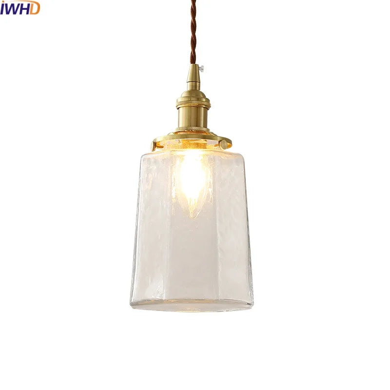 Afralia™ Copper Glass LED Pendant Lights Modern Hanging Lamp for Bar Bedroom Living Room