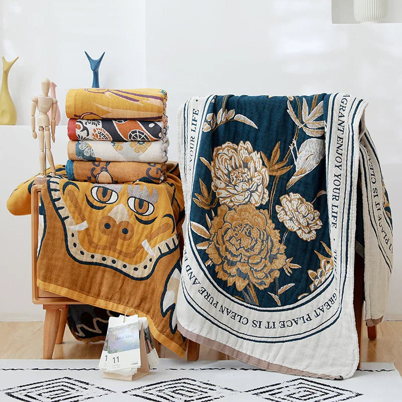 Afralia™ Nordic Cotton Bath Towel - Ethnic Boho Style - Large 80x160cm - Soft & Absorbent - Quick-Dry