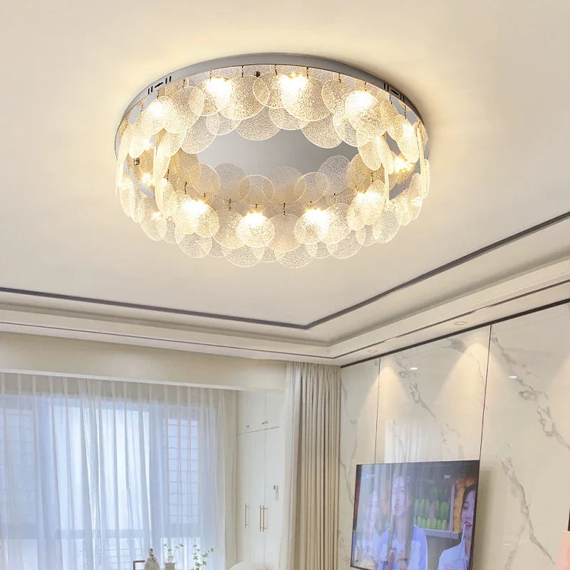 Afralia™ LED Ceiling Light Stainless Steel Glass Parlor Bedroom Fixture