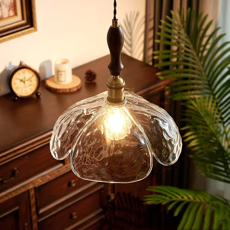 Afralia™ Clear Glass Pendant Lamp Japanese Style LED Hanging Lights