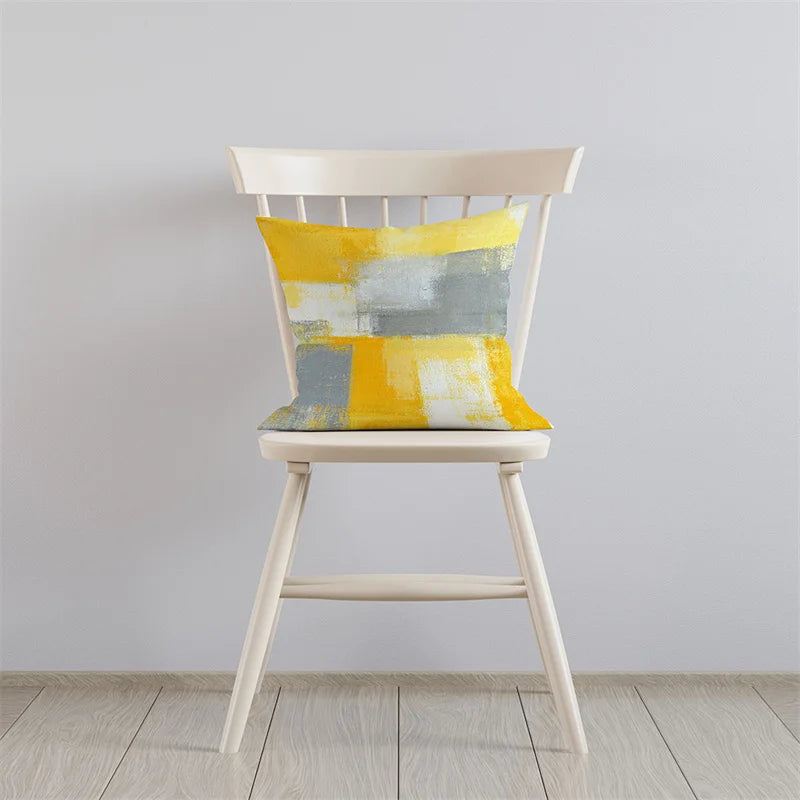 Afralia™ Geometric Pineapple Letter Yellow Polyester Pillow Case - Stripe Sofa Cover