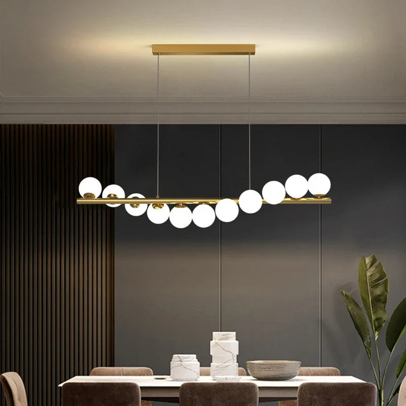 Afralia™ Glass Ball Gold Chandelier: Nordic Style Dining Room Kitchen Lighting