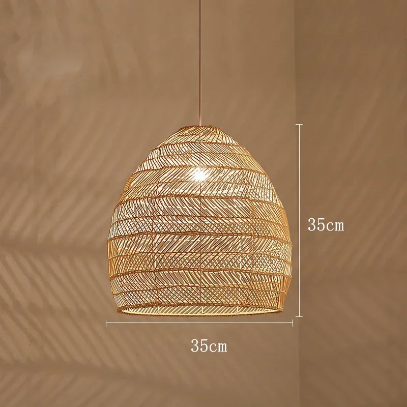 Afralia™ Rattan Pendant Chandelier, E27 Bulb, Ceiling Hanging Light Fixture for Living and Dining Room