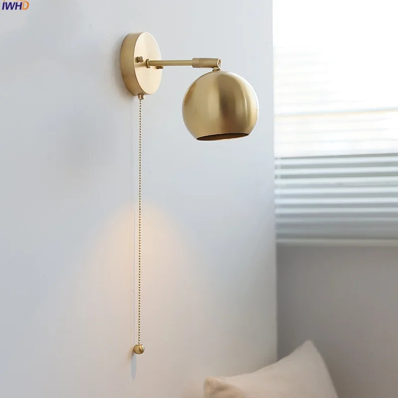 Afralia™ Copper Wall Light with Pull Chain Switch, Modern Nordic Design