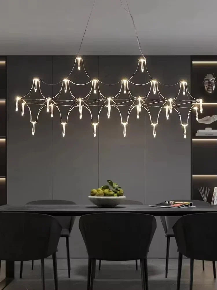 Afralia™ Nordic Art Deco Crystal Chandelier Pendant Light Fixture LED Living Room