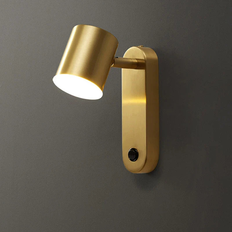 Afralia™ Nordic Brass Wall Lamp with Switch, Modern Minimalist Indoor LED Wall Light