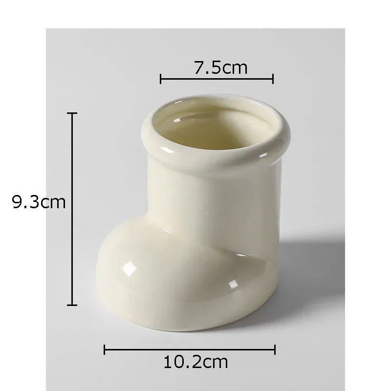 Afralia™ Boot Ceramic Storage Jar Desk Organizer Box for Small Objects