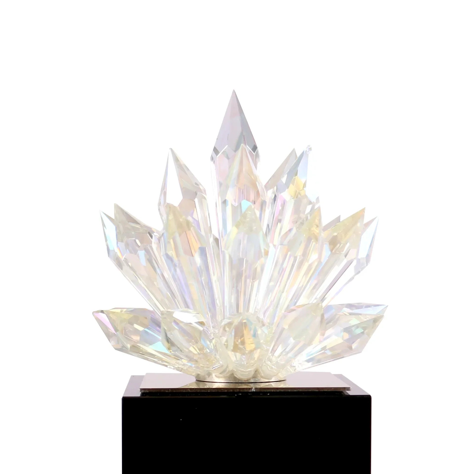 Afralia™ Crystal Lotus Tabletop Decoration with Black Base