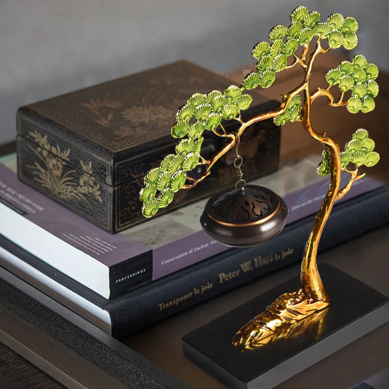 Afralia™ Enamel Pine Ornaments: Wealth-Attracting Chinese Style Home Decor & Housewarming Gift