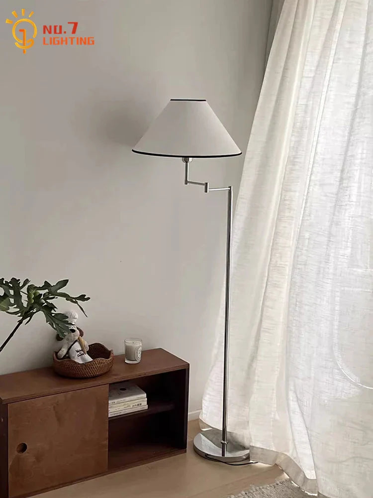 Afralia™ Cream Rocker Arm LED Floor Lamp for Modern Living Spaces