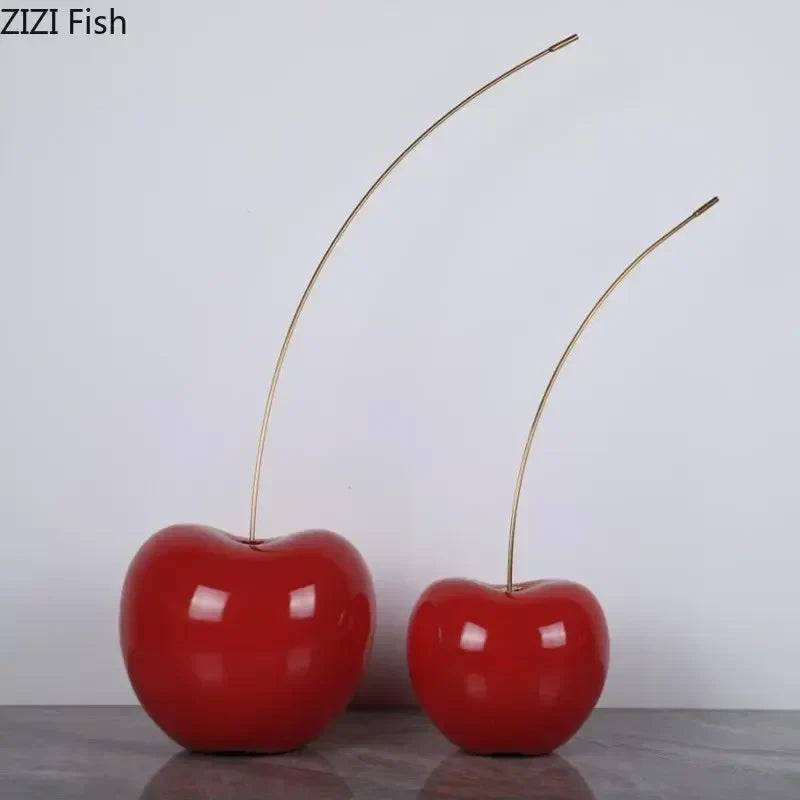 Afralia™ Cherry Fruit Sculpture Resin Desk Ornament Modern Home Decoration