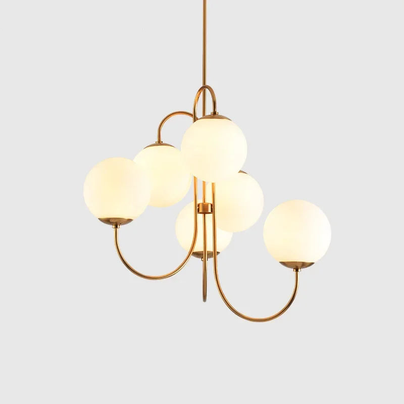 Afralia™ White Glass Ball Chandelier: LED Ceiling Lighting for Dining, Bar, Bedroom - Elegant Indoor Decor