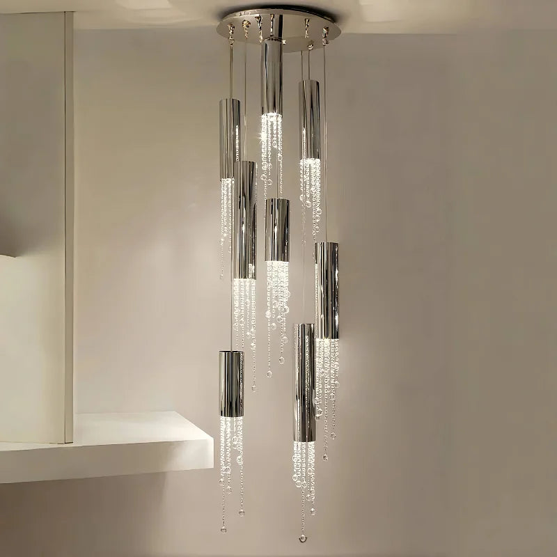 Afralia™ Crystal Pendant Light - Nordic Gold Chrome Metal, High-end Villa Decor