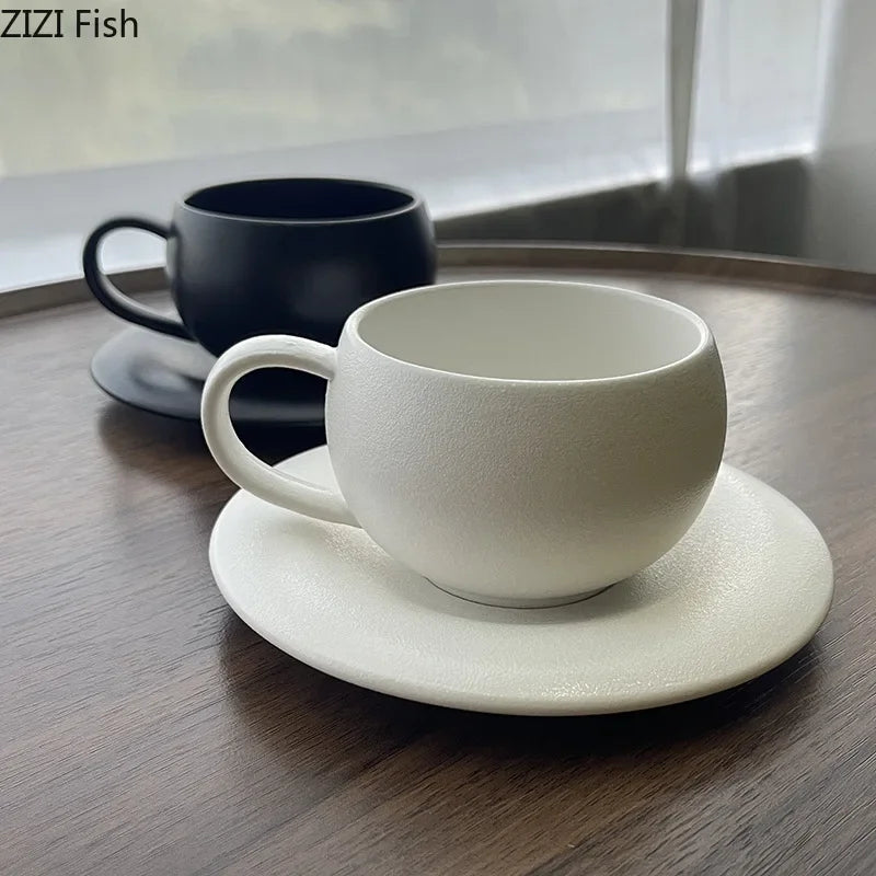 Afralia™ Ceramic Tea Cup Set for Dining and Coffee, Minimalist Design