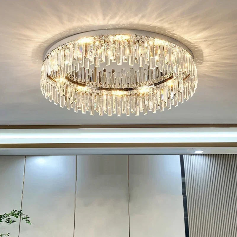 Afralia™ Chrome Crystal Ceiling Lights: Modern Luxury for Living & Dining Room