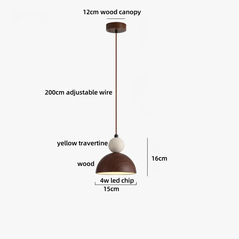 Afralia™ Yellow Travertine LED Pendant Lights Bar Semicircle Iron Stone Globe Hanging Lamp